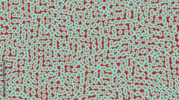 Fototapeta Organic Circular Pattern In Teal And Red abstract background