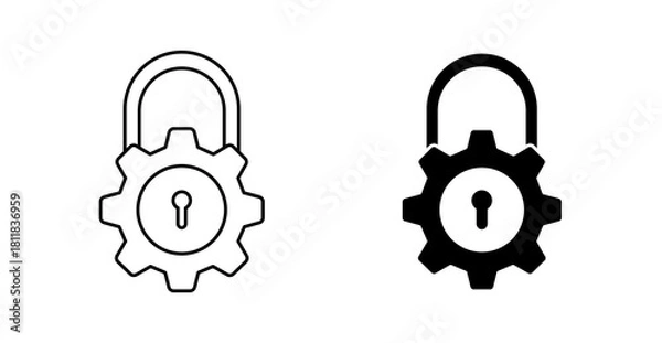 Obraz Gear Padlock Security Icon, Secure Settings