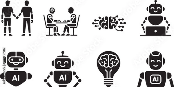 Fototapeta Robots and AI Concepts Icons conceptu gui86qs1rv2zfphnboutaq