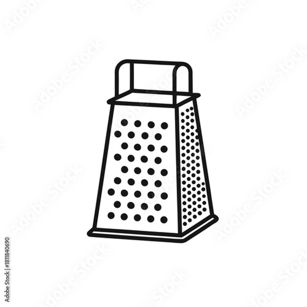 Obraz Clean outline illustration of a kitchen grater on a white background