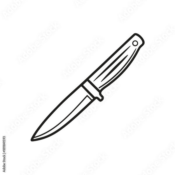 Obraz Clean line art illustration of a kitchen knife on a white background