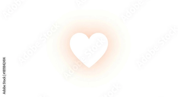 Obraz A radiant white heart symbol with a soft, warm glow on a pristine white background, conveying feelings of love and affection.