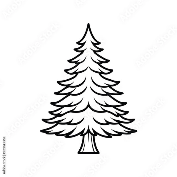 Obraz Simple outline of a pine tree on a white background