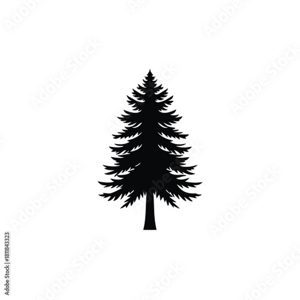 Obraz Minimalist pine tree silhouette on a clean white background
