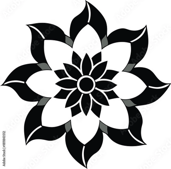 Obraz Black and white floral mandala style design element
