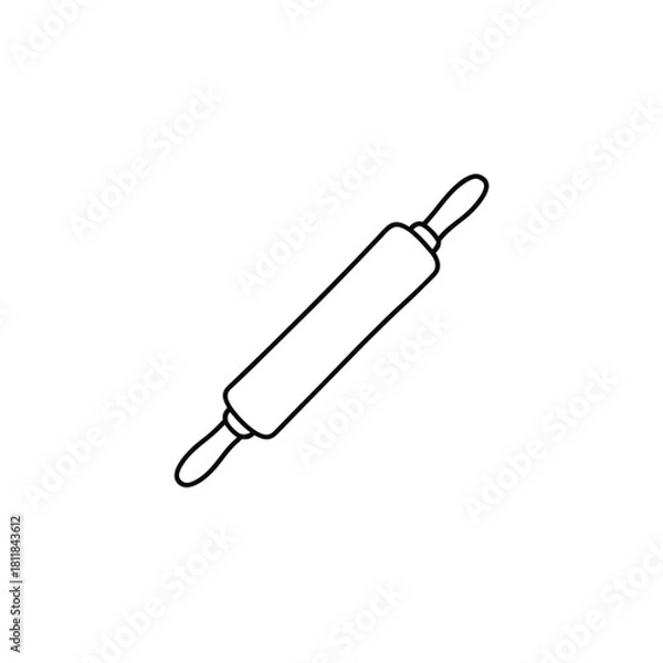 Obraz Simple outline illustration of a rolling pin on a clean white background