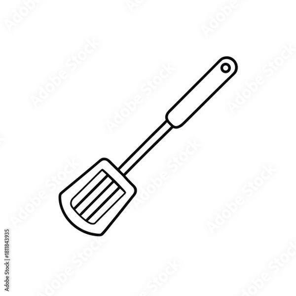 Obraz Simple line art illustration of a kitchen spatula on a clean white background