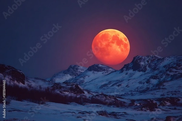 Obraz moon over the mountains