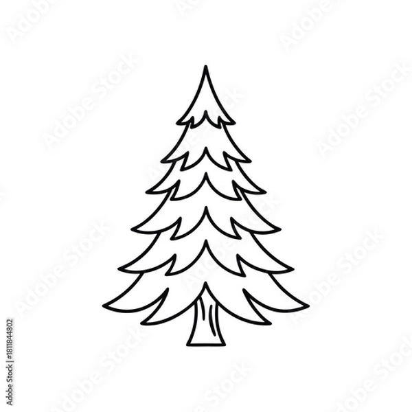 Obraz Minimalist spruce tree outline graphic on white background