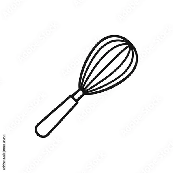 Obraz Clean outline of a kitchen whisk on a white background