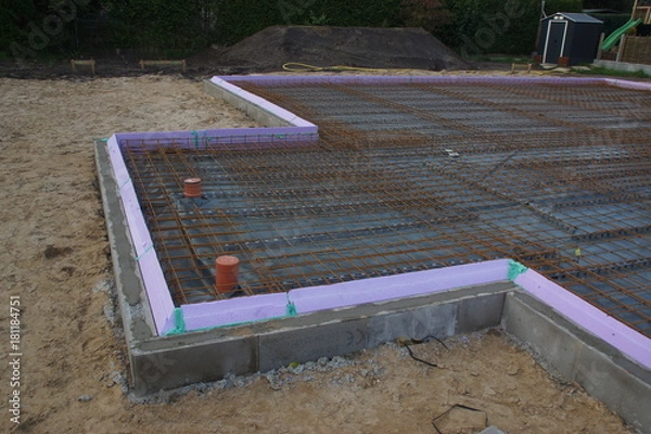 Obraz Sohlenvorbereitung Erker mit Baustahlmatten