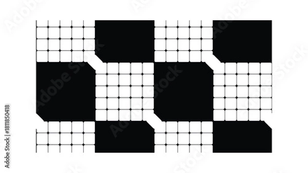Fototapeta Grid black and white vector background texture. Modern abstract perspective geometric shapes pattern lines