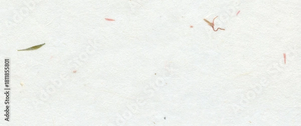 Fototapeta Handmade white paper texture with natural fibers and mulberry pulp. Organic recycled background for craft, art project, design