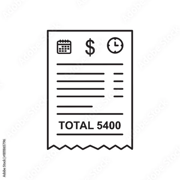 Fototapeta "Billing Receipt Icon – Invoice or Bill Document"
