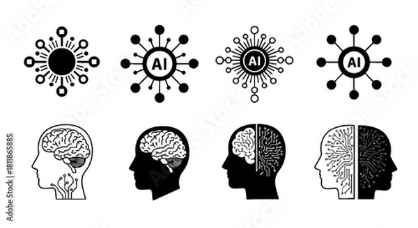 Obraz Artificial Intelligence Conceptualization: Illustrating Neural Networks & Brain-Computer Interfaces for Advanced Technology Solutions, Machine Learning Development, Modern Innovation in Science & Tech