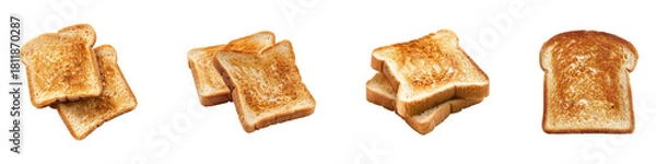 Fototapeta Golden brown toast slices are displayed in an inviting manner, ready to eat