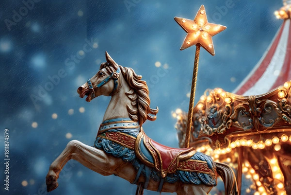 Fototapeta a carousel horse with a star on top