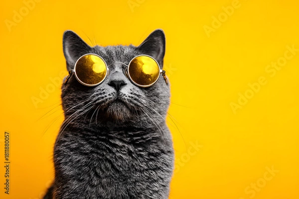 Fototapeta a cat with sunglasses on its face