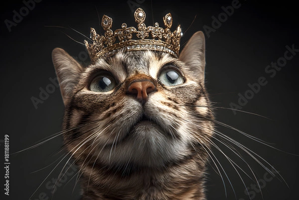 Fototapeta a cat with a crown on its head