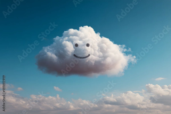 Obraz a cloud with a smiley face drawn on it