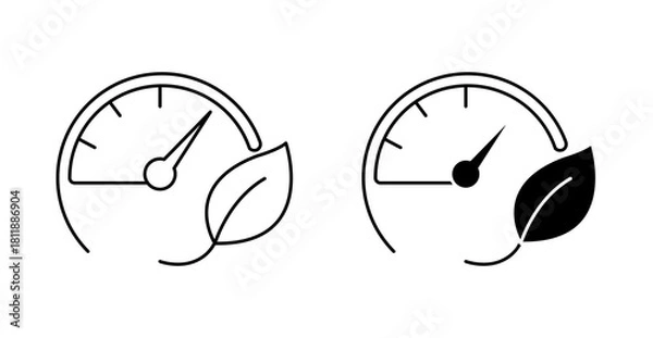Obraz Eco Speedometer Icon, Green Speed Gauge Vector for Fuel Efficiency