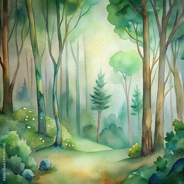 Obraz forest ,watercolor background