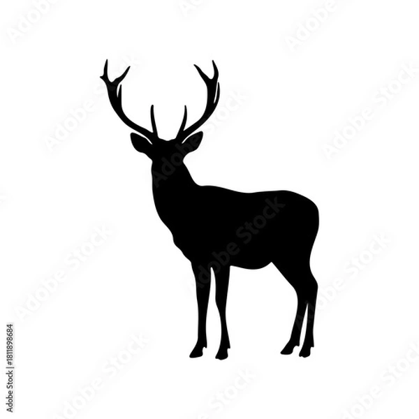 Obraz Deer silhouette vector flat illustration design.