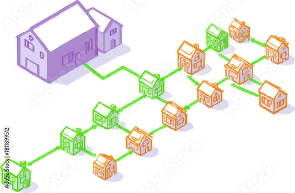 Fototapeta Cybernetic Town Planning: The Future of Urban Development with AI-powered Delivery Systems