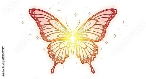 Obraz Glowing Butterfly Illustration with Sparkles.