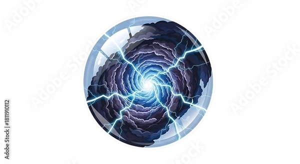 Obraz Mystical Energy Orb with Lightning Effect and Swirling Vortex.