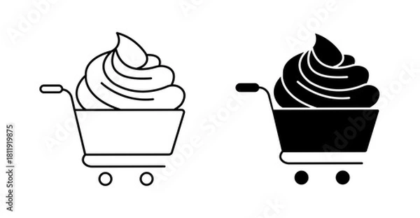Obraz Ice Cream in Shopping Cart Icon, Dessert Purchase Symbol Vector