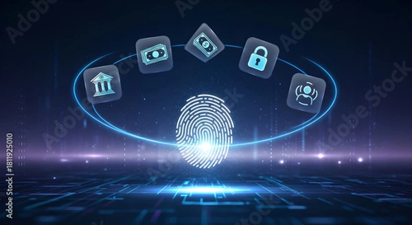 Obraz Fingerprint Biometric Security Digital Online Banking Copy Space