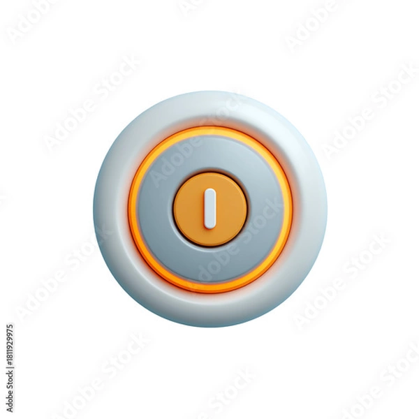 Obraz 3d render of a power button isolated on transparent background