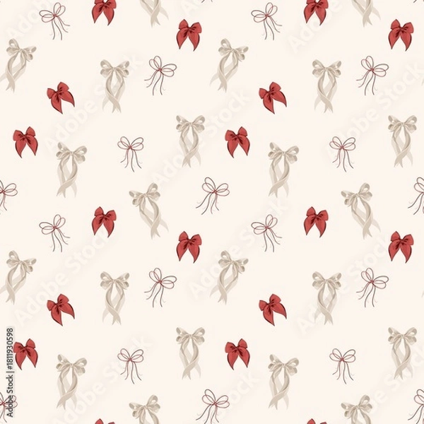 Fototapeta Seamless Pattern with Decorative Bows for Christmas and Valentine’s Day