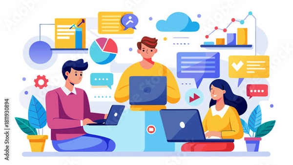 Obraz Teamwork and collaboration in a digital workspace