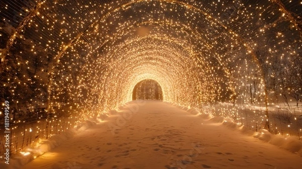 Obraz 雪降る夜の光のトンネル2