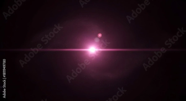 Fototapeta Bright pink lens flare emanating from the center against a dark background