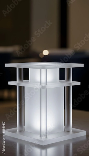 Fototapeta Small object suspended in air above a clear geometric structure