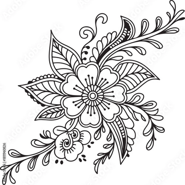 Fototapeta Abstract floral vector background with leaves and decorative elements