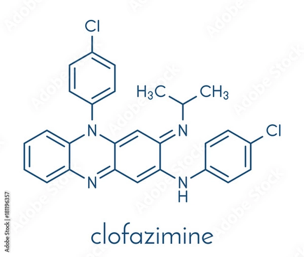 Fototapeta Clofazimine leprosy drug molecule. Skeletal formula.