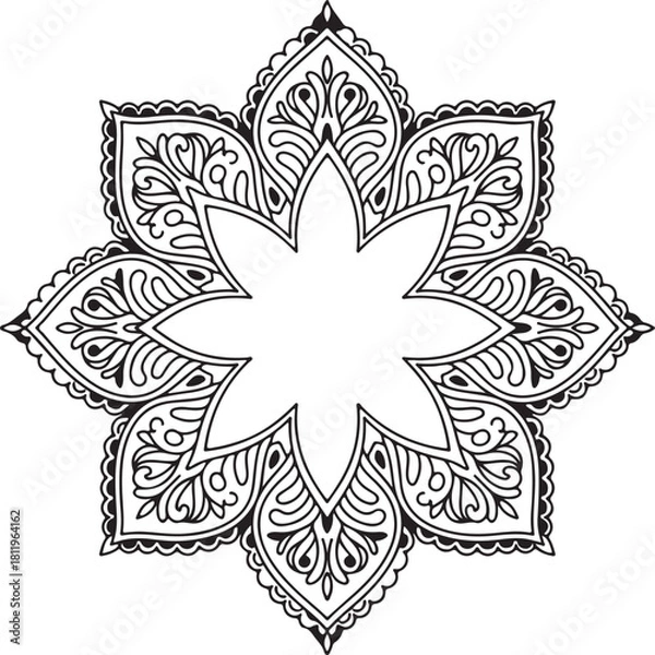 Fototapeta Abstract floral and round lace ornamental pattern design