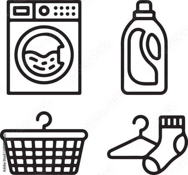 Fototapeta Washing machine icon set vector illustration for web and shopping design