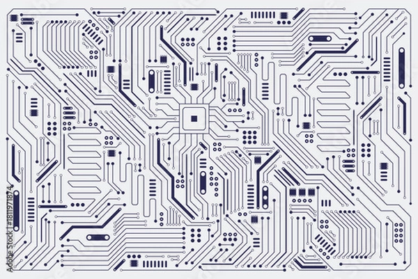 Obraz Flat Microelectronics Circuits board background