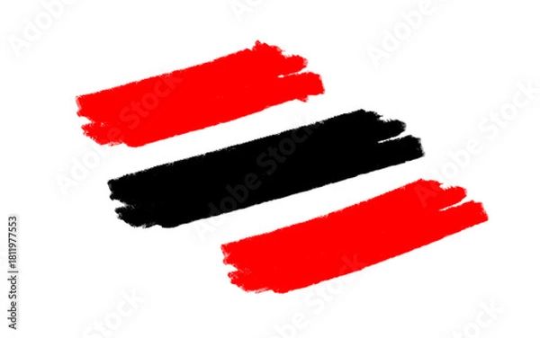 Fototapeta Bold Brush Strokes with Red and Black Horizontal Lines