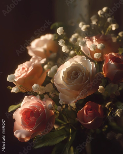 Fototapeta christmas ornaments on tree glowing bokeh