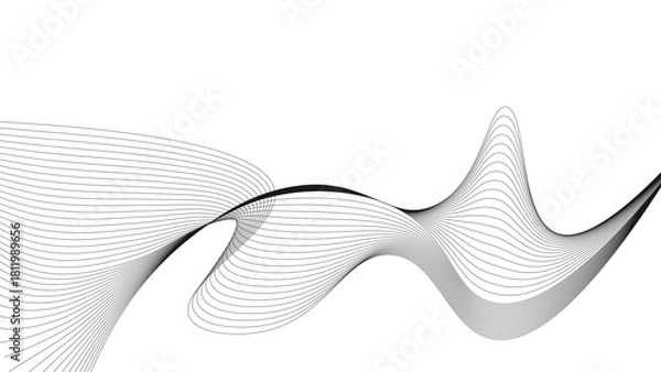 Fototapeta Abstract black and white line art background with flowing wave design and elegant minimalism for modern projects