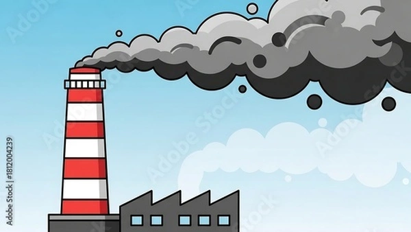 Fototapeta Industrial Pollution - Factory Chimney Spewing Smoke into the Atmosphere.