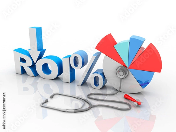 Fototapeta 3d illustration Return on investment chart with business graph