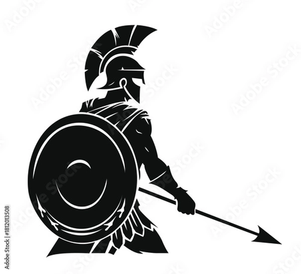 Fototapeta warrior with sword silhouette vector