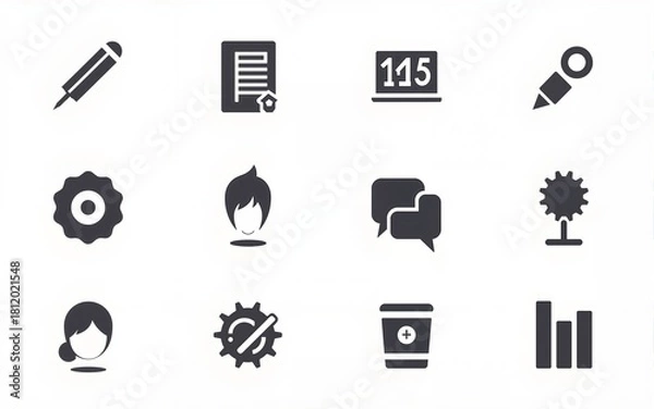 Fototapeta Business training and workshop excellent icons collection in two different styles. High quality
